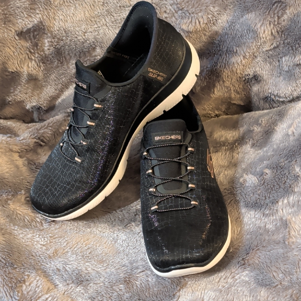 Skechers Black Slip-Ins Sneakers with White Sole